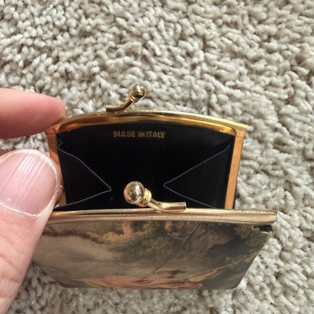 Vintage Italy Coin Purse Ladies Wallet Garden Romantic French Provincial Scene
